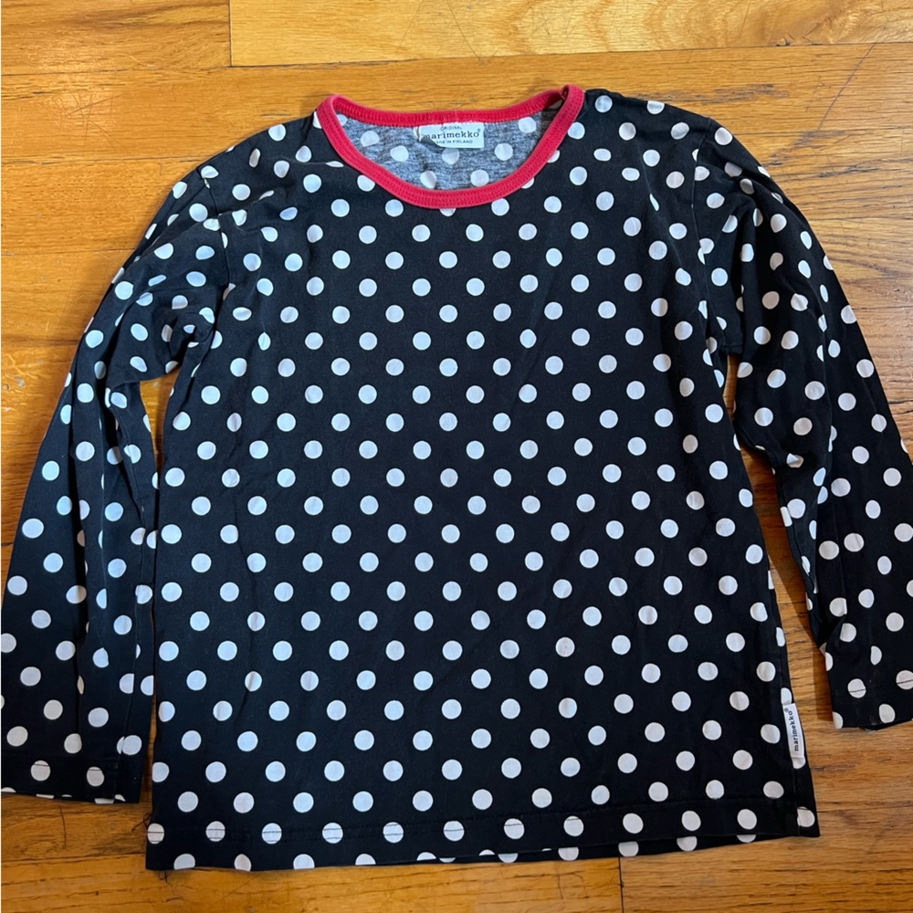 Cute polka dot Marimekko kids long sleeve t-shirt.